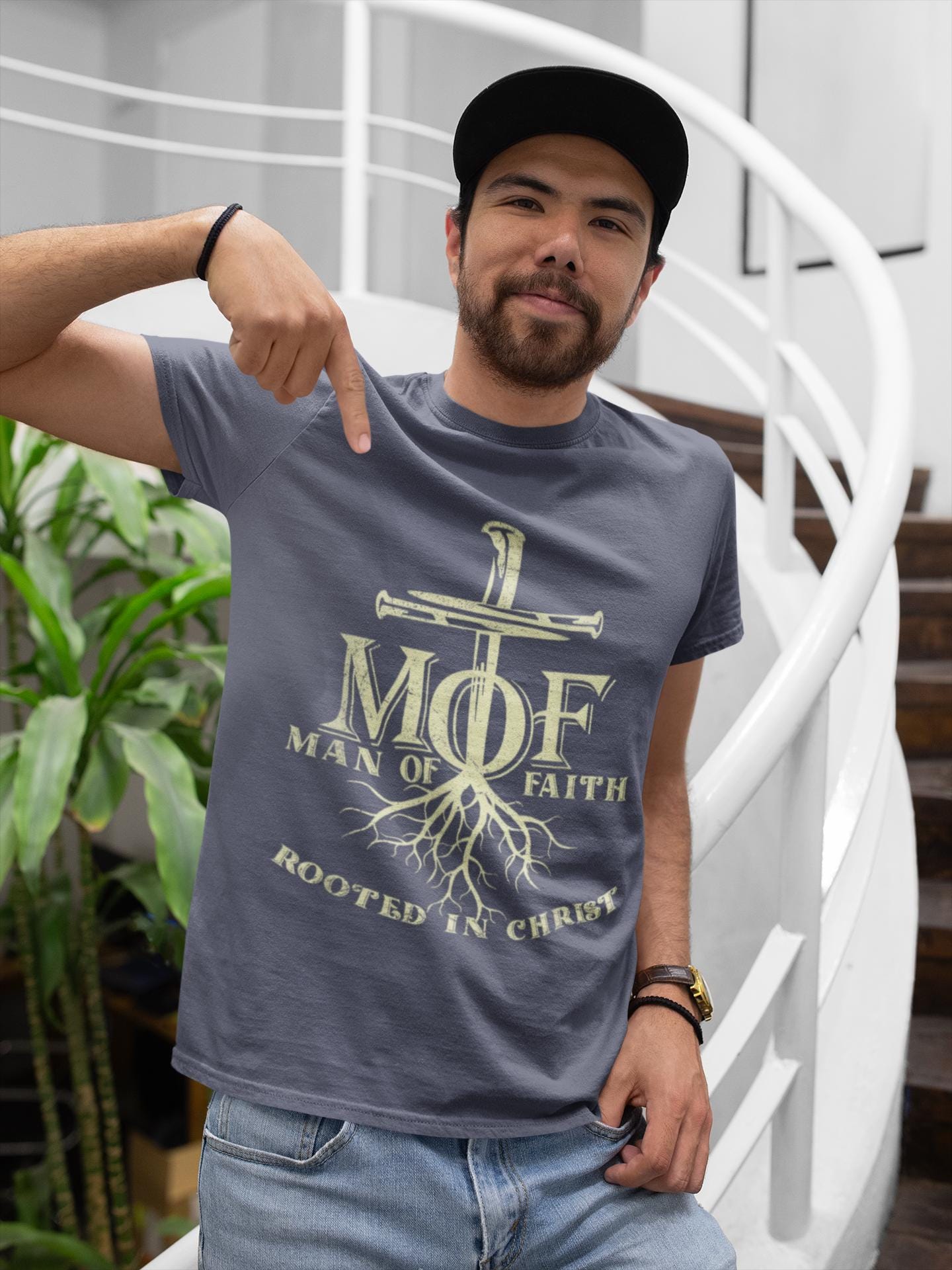 Man of Faith T-Shirt, Rooted in Christ Faith tee, Christian Comfort Colors Men’s Tee, Faith Apparel, Gift for Christian Man, Bible Verse tee