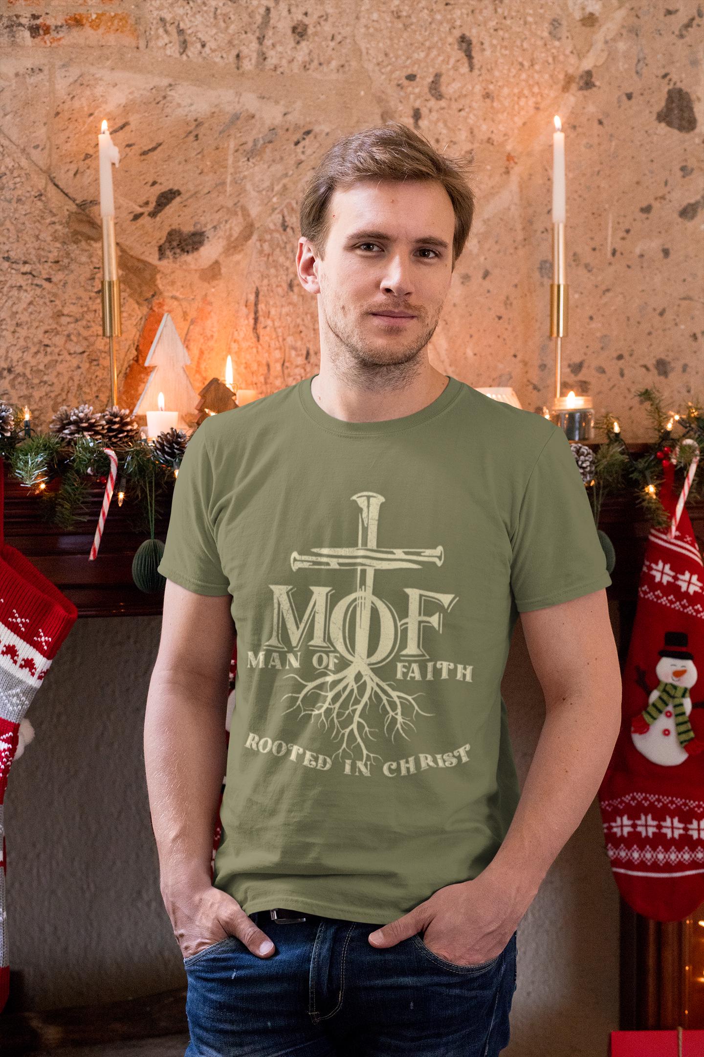 Man of Faith T-Shirt, Rooted in Christ Faith tee, Christian Comfort Colors Men’s Tee, Faith Apparel, Gift for Christian Man, Bible Verse tee