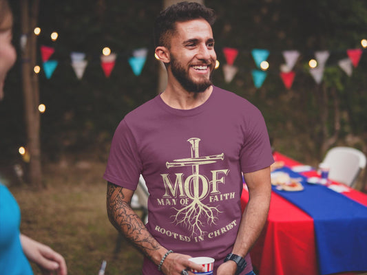 Man of Faith T-Shirt, Rooted in Christ Faith tee, Christian Comfort Colors Men’s Tee, Faith Apparel, Gift for Christian Man, Bible Verse tee