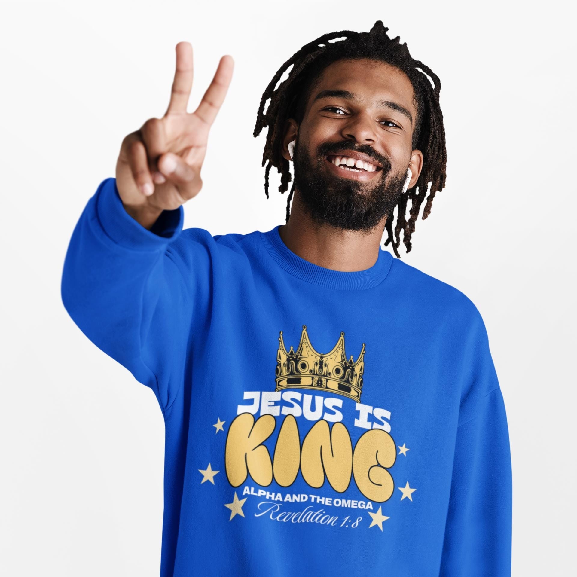 Men’s “Jesus Is King” Sweatshirt – Faith Based Apparel – Men's Christian Crewneck – Faith Inspired Clothing – Faith Gift for Him