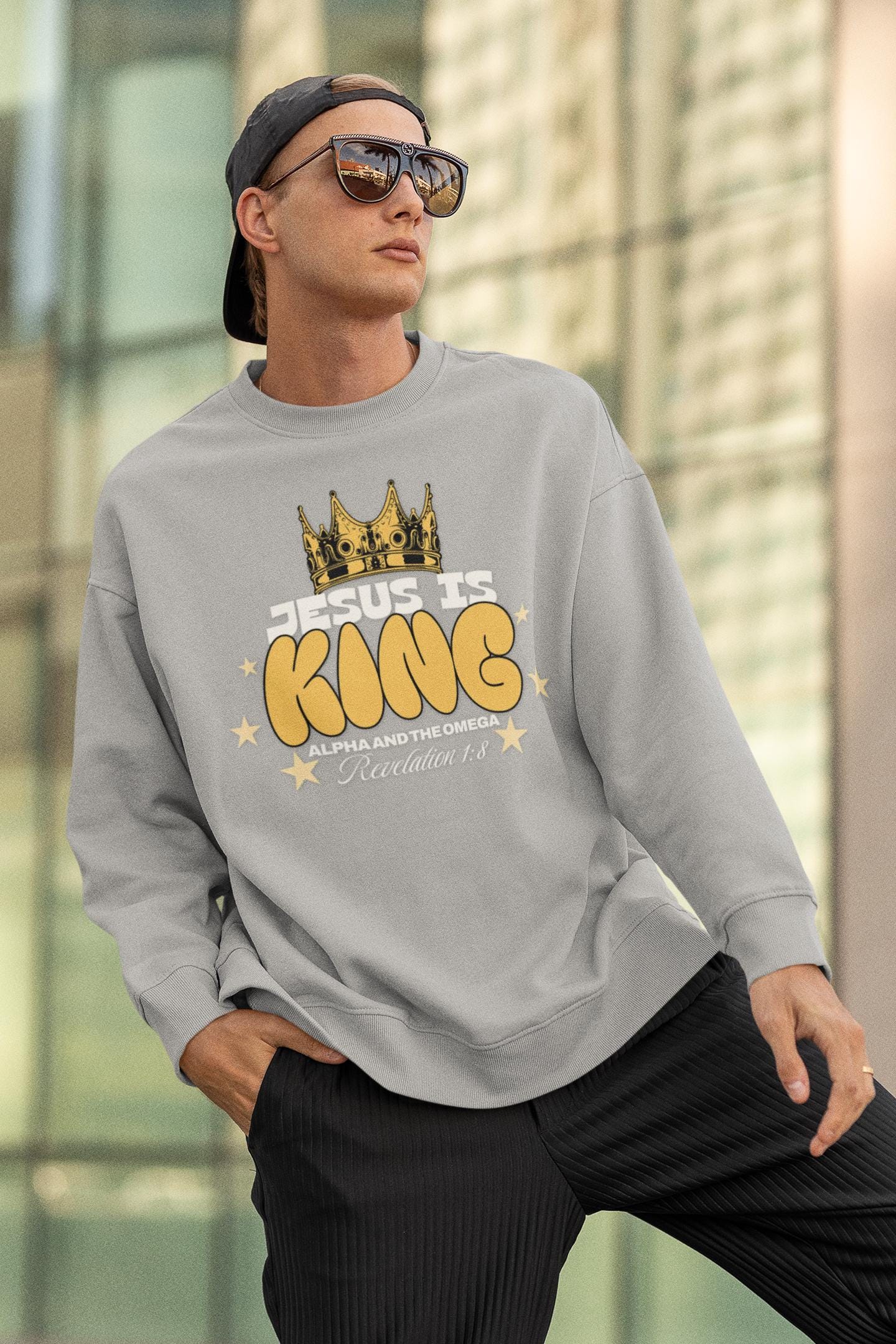 Men’s “Jesus Is King” Sweatshirt – Faith Based Apparel – Men's Christian Crewneck – Faith Inspired Clothing – Faith Gift for Him