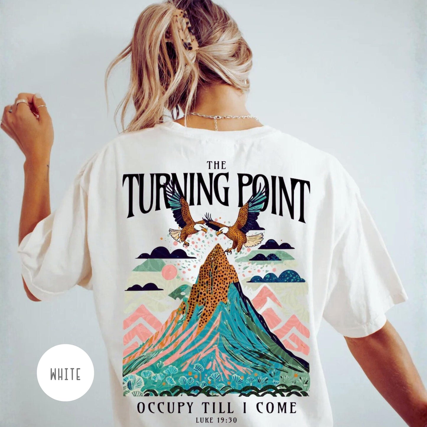 Women’s Christian Comfort Colors Tee – “Turning Point” Luke 19 – Faith Based Shirt - Bible Verse Gift - Trendy Christian Apparel