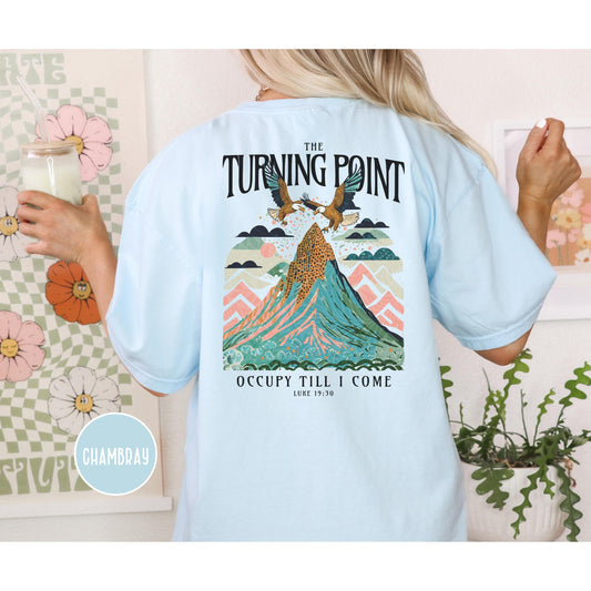 Women’s Christian Comfort Colors Tee – “Turning Point” Luke 19 – Faith Based Shirt - Bible Verse Gift - Trendy Christian Apparel