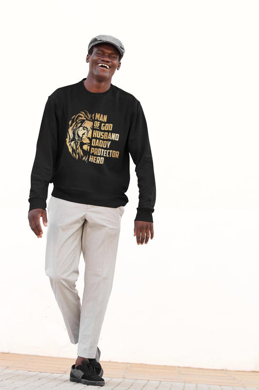 Man of God Sweatshirt – Christian Men’s Lane Seven Hoodie – Lion Print Design – Faith Based Apparel - Men’s Faith Based Clothing