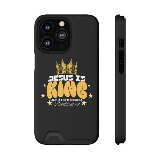 Jesus Is King phone case with card holder - Christian Cell Phone Case - Christian Gift For Dad
