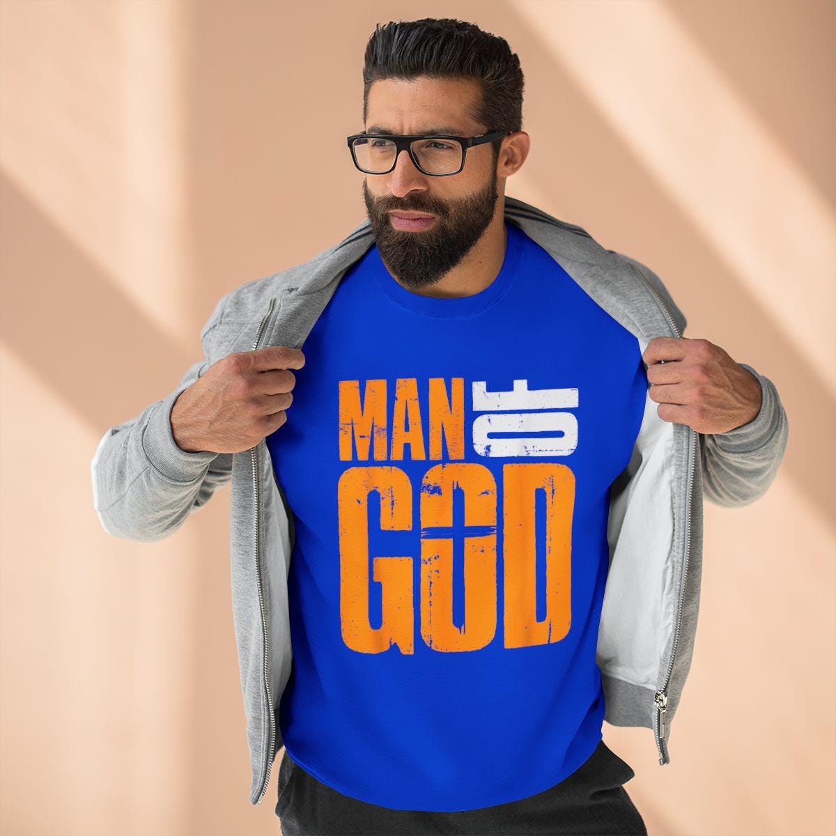 Man of God Crewneck Sweatshirt – Men's Christian Faith Apparel – Christian Graphic Sweatshirt – Christian Gift for Him – Jesus Sweatshirt