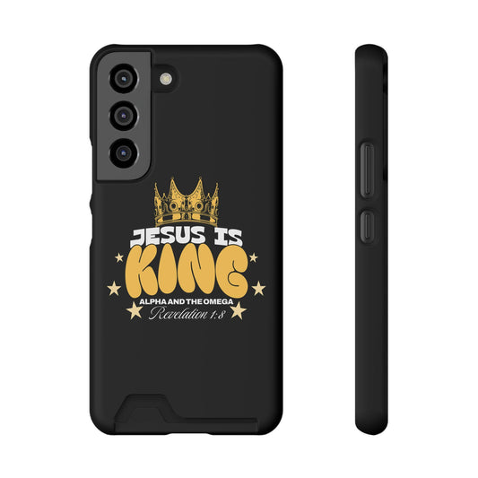 Jesus Is King phone case with card holder - Christian Cell Phone Case - Christian Gift For Dad
