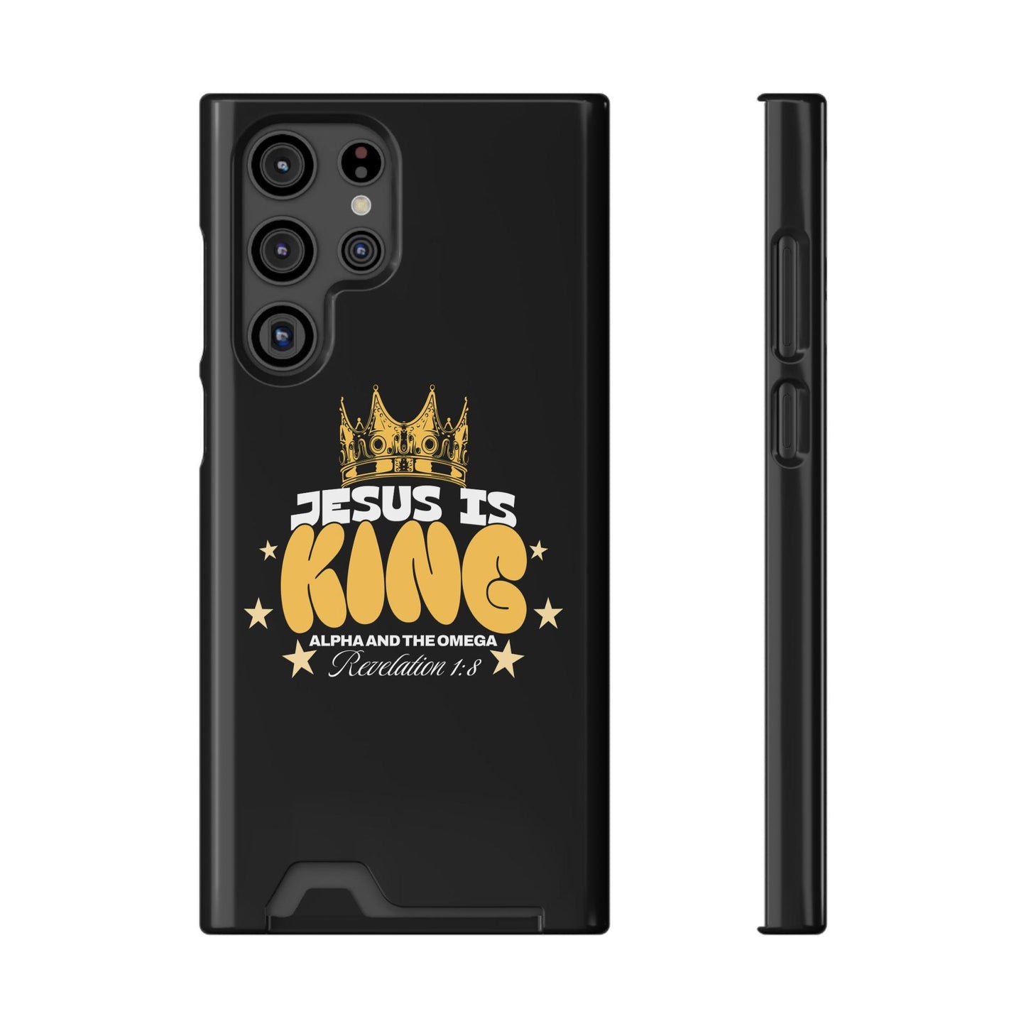 Jesus Is King phone case with card holder - Christian Cell Phone Case - Christian Gift For Dad