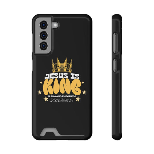 Jesus Is King phone case with card holder - Christian Cell Phone Case - Christian Gift For Dad
