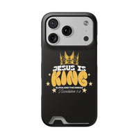 Jesus Is King phone case with card holder - Christian Cell Phone Case - Christian Gift For Dad