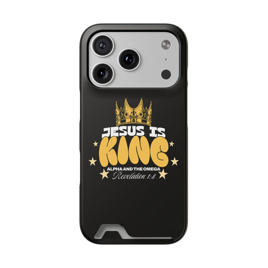 Jesus Is King phone case with card holder - Christian Cell Phone Case - Christian Gift For Dad