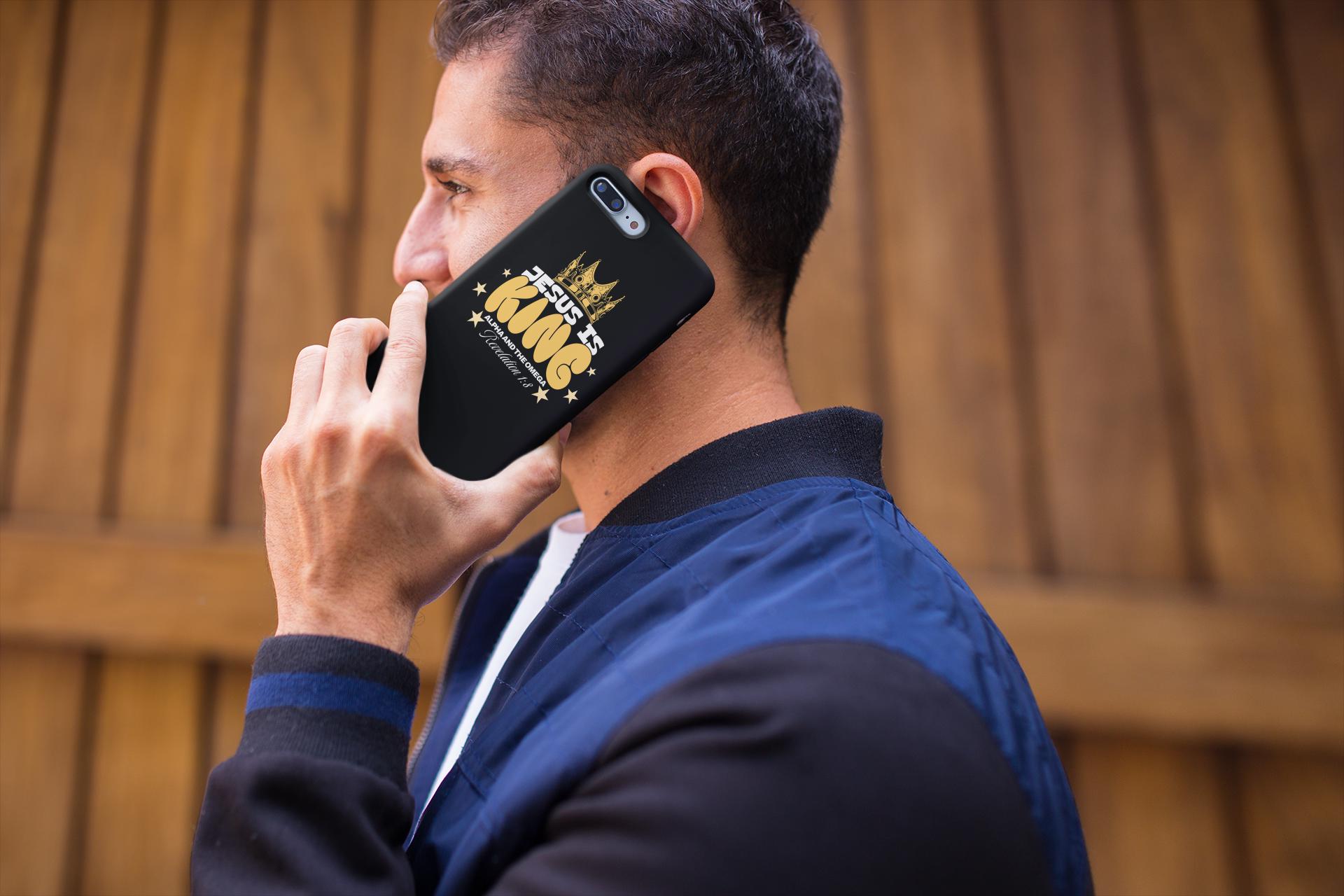 Jesus Is King phone case with card holder - Christian Cell Phone Case - Christian Gift For Dad