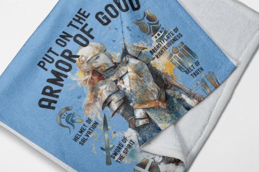 Armor of God Velveteen Plush Blanket | Faith Warrior Blanket | Faith Warrior Velveteen Plush Blanket