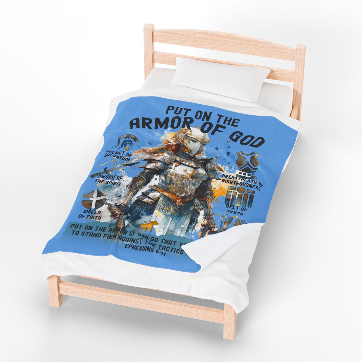 Armor of God Velveteen Plush Blanket | Faith Warrior Blanket | Faith Warrior Velveteen Plush Blanket