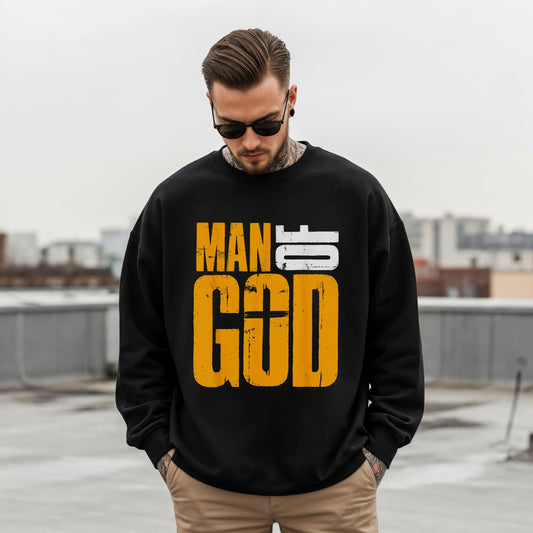 Man of God Crewneck Sweatshirt – Men's Christian Faith Apparel – Christian Graphic Sweatshirt – Christian Gift for Him – Jesus Sweatshirt