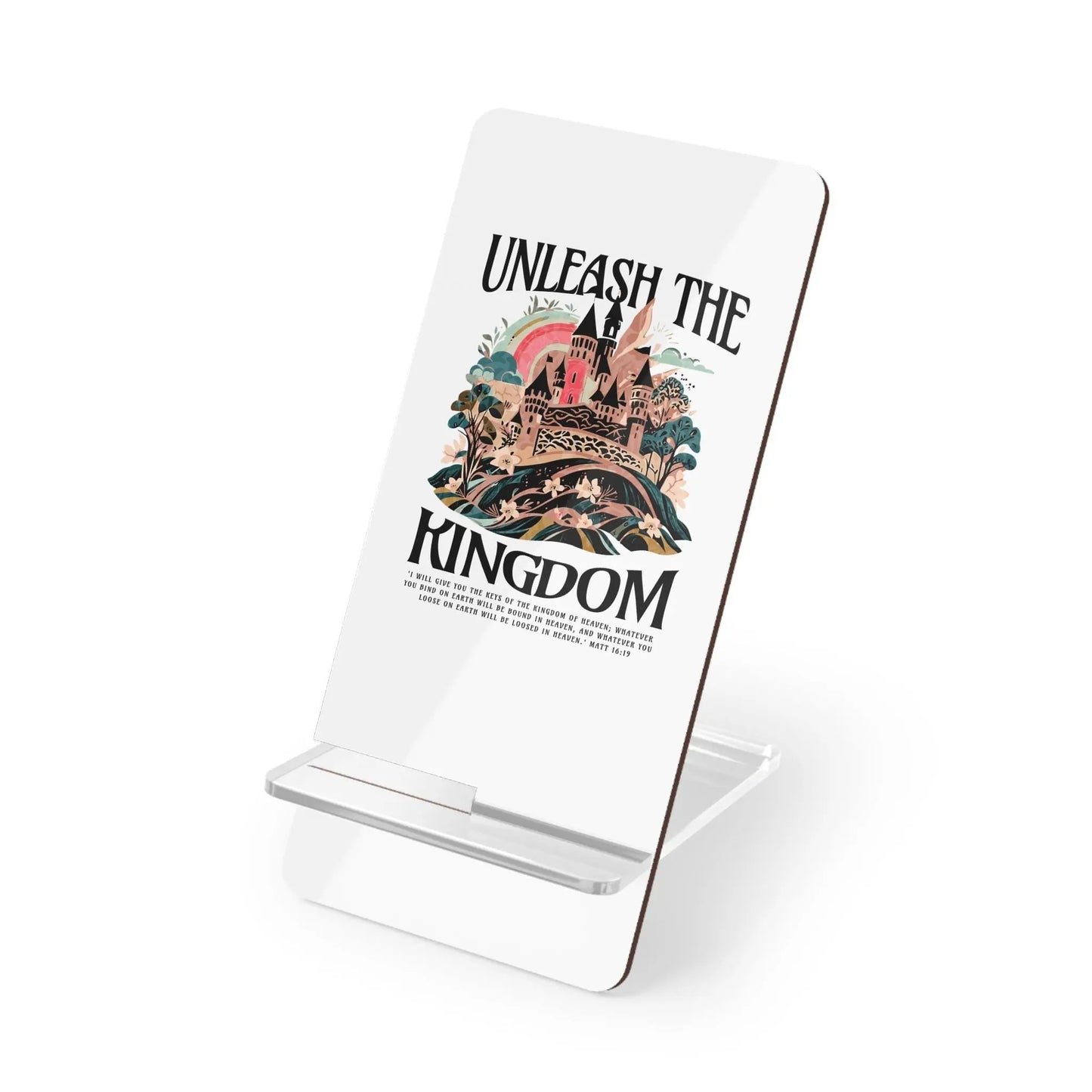 Christian Mobile Display Stand for Smartphones | Unleash the Kingdom Castle Art Phone Dock