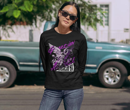 Guardian Angel Long Sleeve Tee | Christian Crewneck | Trendy Religious Apparel | Romans116