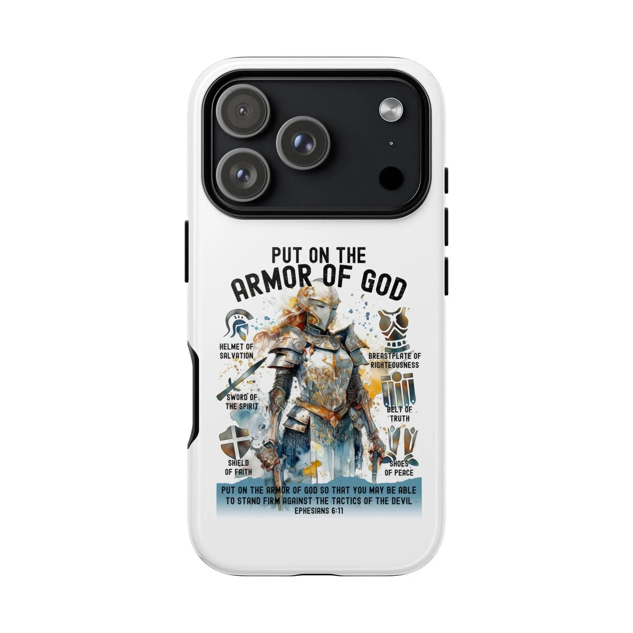 Christian Phone Case with Bible Verse, iPhone 17 16 15 14, Armor of God, Jesus God Phone Case, Christian Tech Accessories