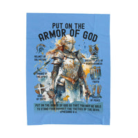 Armor of God Velveteen Plush Blanket | Faith Warrior Blanket | Faith Warrior Velveteen Plush Blanket