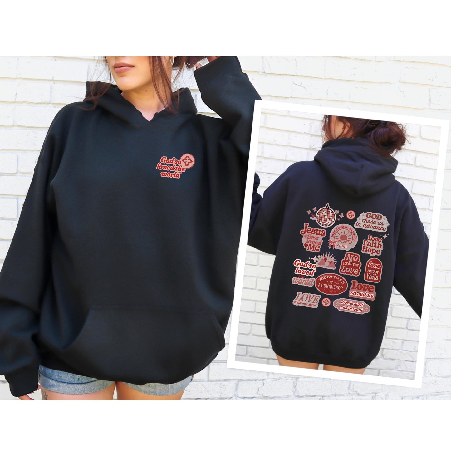 Christian Sticker Hoodie, Trendy Christian Apparel, Cute Christian Sweatshirt, Gift for Christian Girlfriend