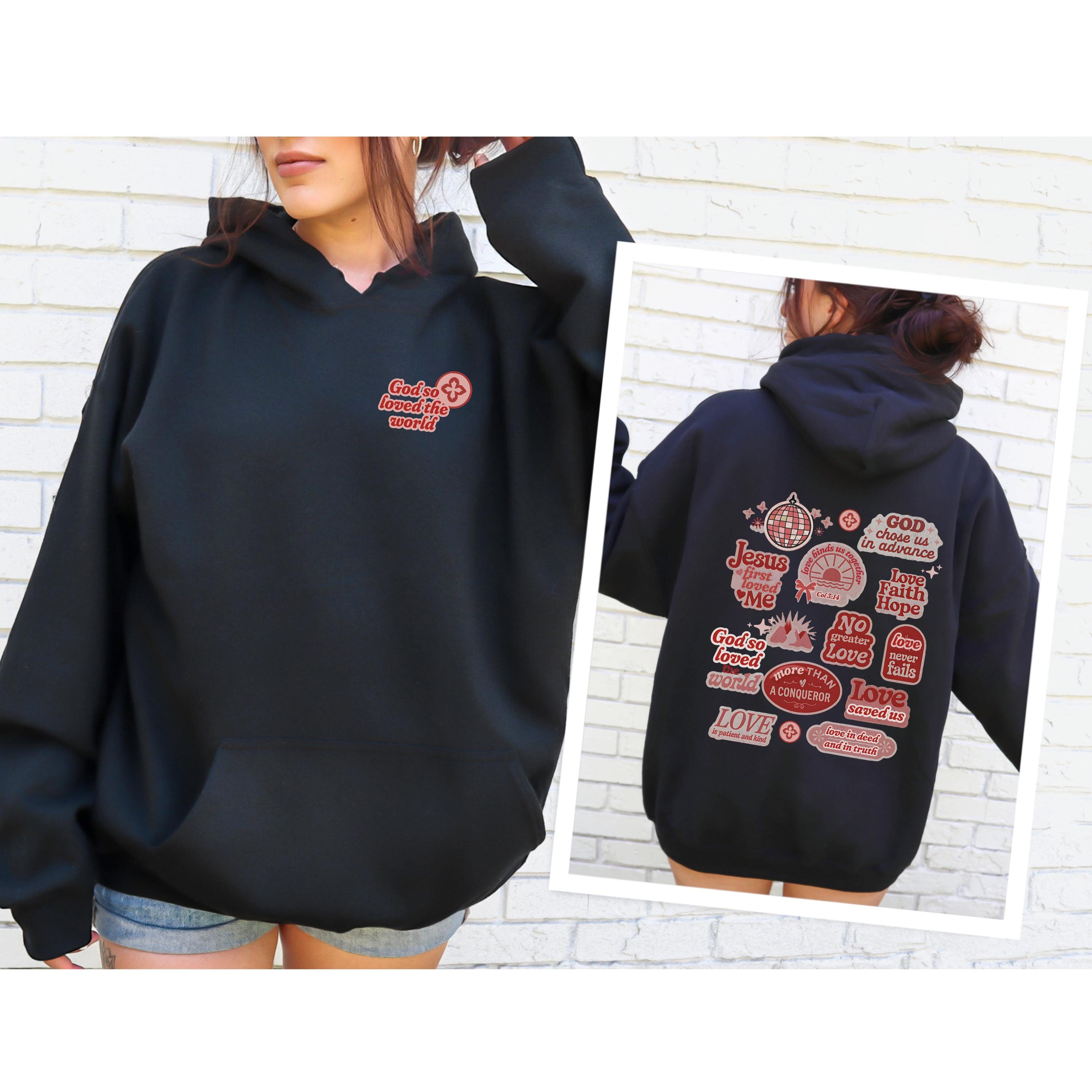 Christian Sticker Hoodie, Trendy Christian Apparel, Cute Christian Sweatshirt, Gift for Christian Girlfriend