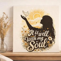 It Is Well With My Soul Canvas Wall Art, Christian Home Decor, Faith Inspired Wall Art, Scripture Canvas Print, Neutral Boho Decor