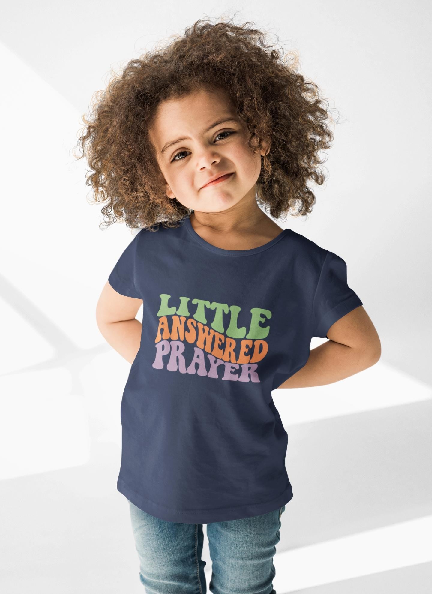 Little Answered Prayer Kids T Shirt, Christian Toddler Tee, Faith Based Kids Shirt, Retro Christian Tee, Religious Children Shirt