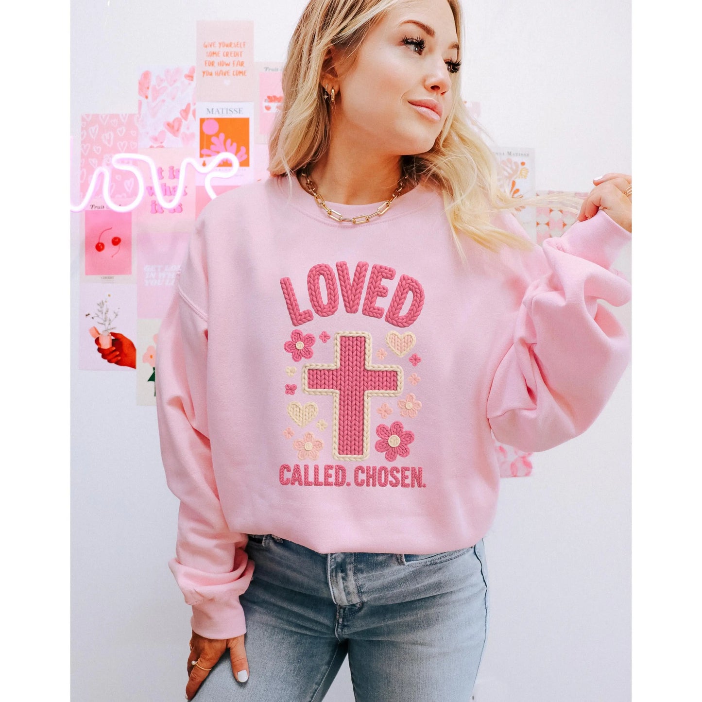 Loved Called Chosen Christian Sweatshirt, Valentine Faith Crewneck, Scripture Inspired Valentine Shirt, Christian Gift for Her