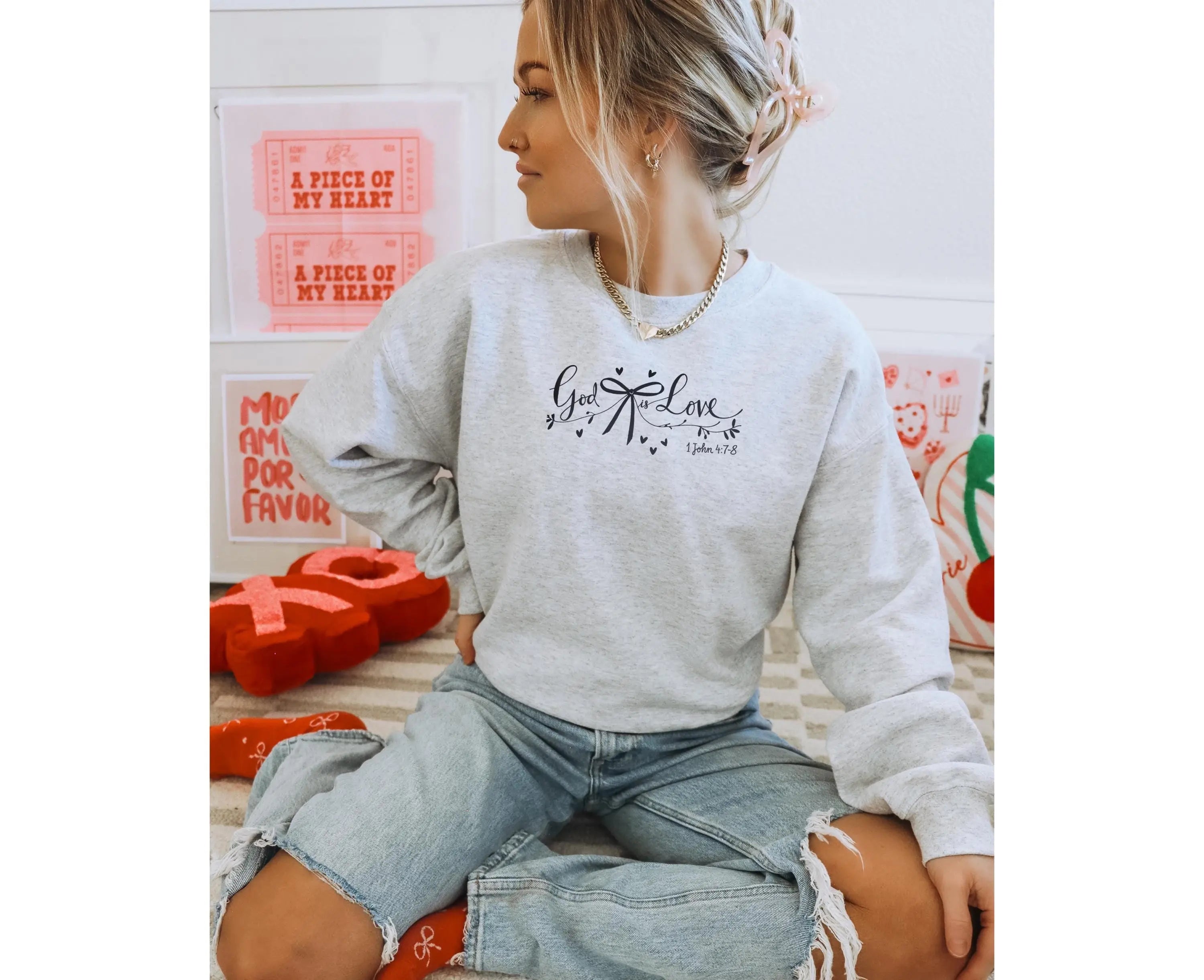 God Is Love Sweatshirt, Bible Verse Sweatshirt for Valentines Day, Christian Valentine's Day T-Shirt, Scripture Valentine Gift for Her