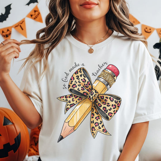 Christian Teacher T Shirt, Christian Back to School Tee, Religious Teacher Gift, Faith Based Teacher Apparel, Leopard Bow Shirt