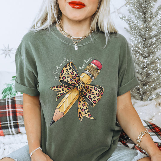 Christian Teacher T Shirt, Christian Back to School Tee, Religious Teacher Gift, Faith Based Teacher Apparel, Leopard Bow Shirt