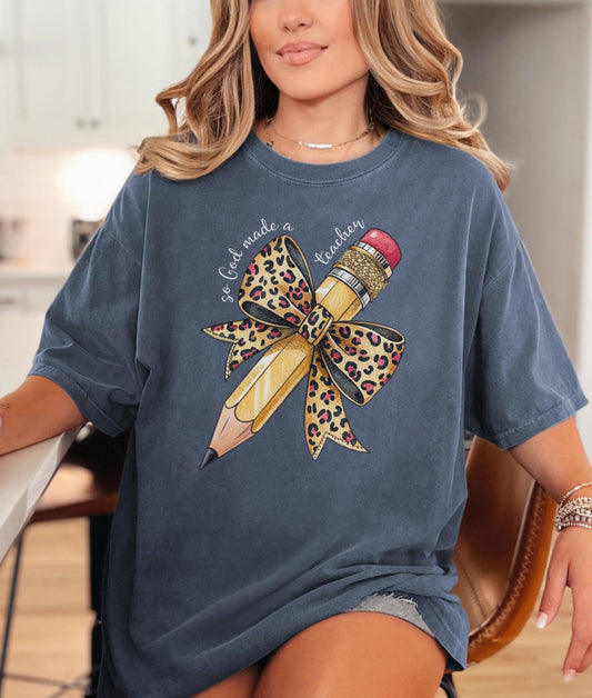 Christian Teacher T Shirt, Christian Back to School Tee, Religious Teacher Gift, Faith Based Teacher Apparel, Leopard Bow Shirt