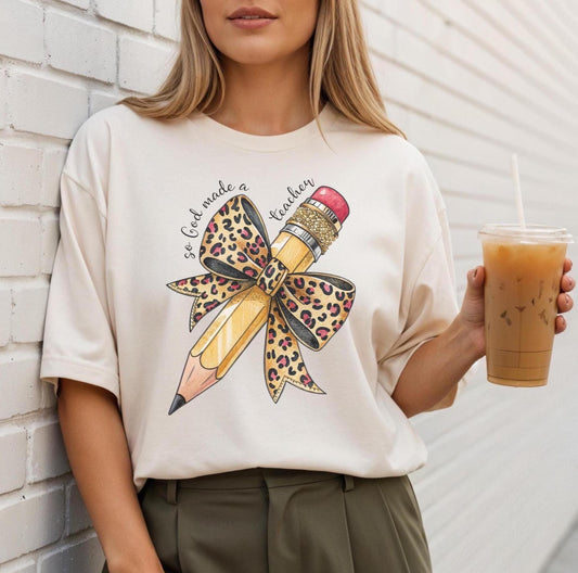 Christian Teacher T Shirt, Christian Back to School Tee, Religious Teacher Gift, Faith Based Teacher Apparel, Leopard Bow Shirt