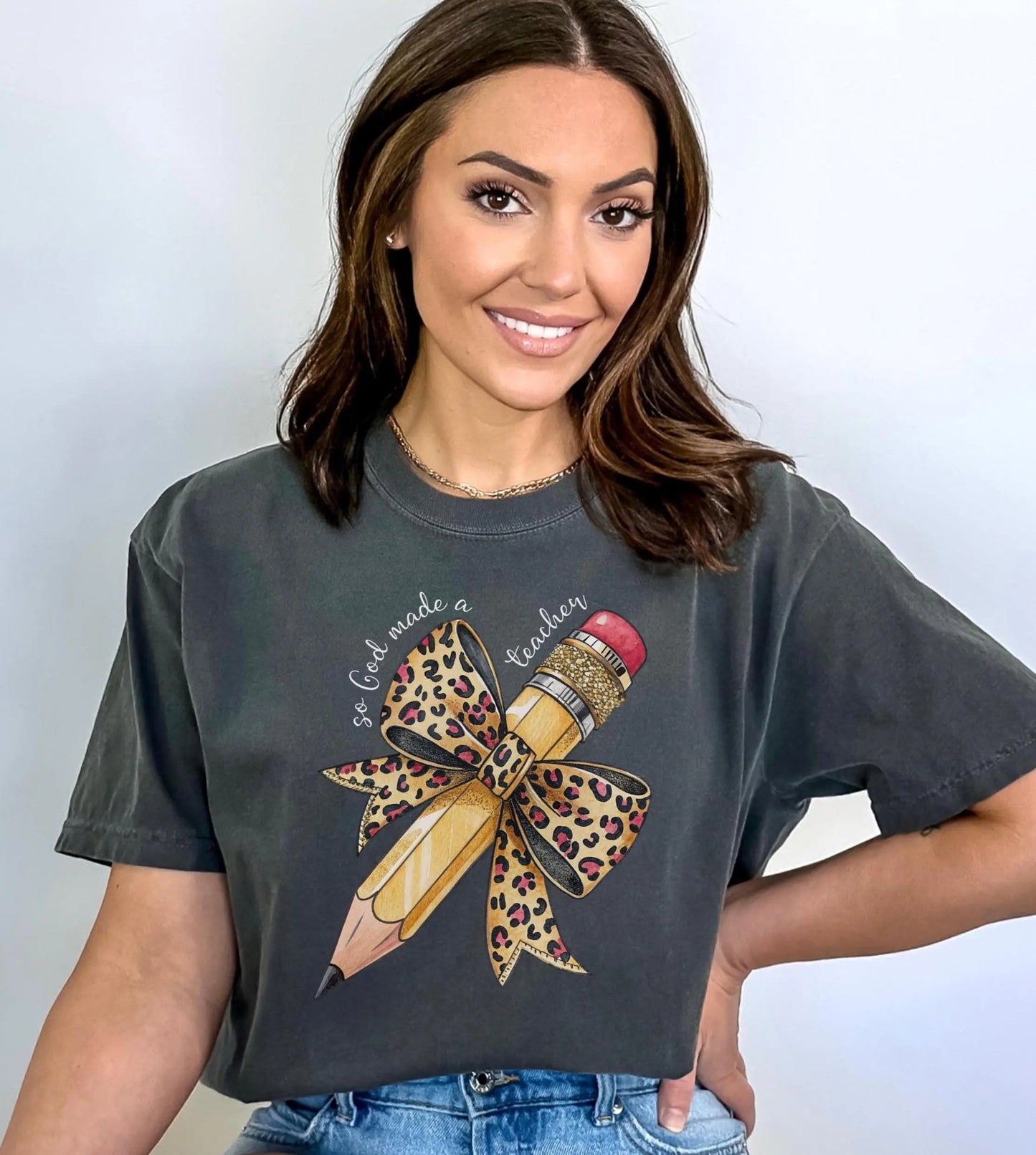Christian Teacher T Shirt, Christian Back to School Tee, Religious Teacher Gift, Faith Based Teacher Apparel, Leopard Bow Shirt