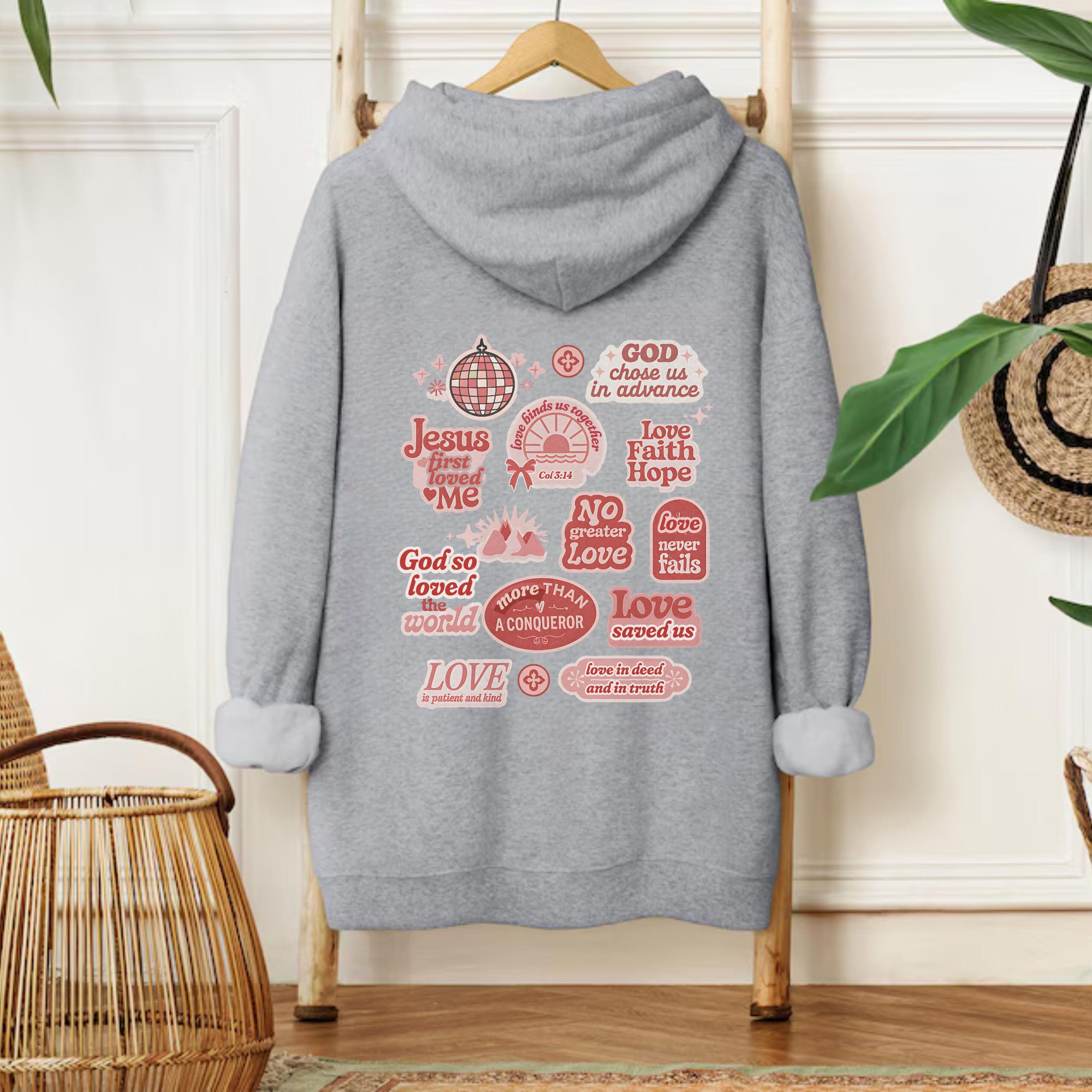 Christian Sticker Hoodie, Trendy Christian Apparel, Cute Christian Sweatshirt, Gift for Christian Girlfriend