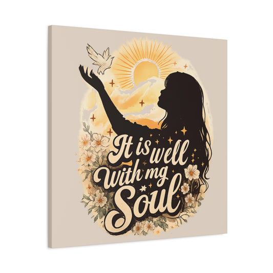 It Is Well With My Soul Canvas Wall Art, Christian Home Decor, Faith Inspired Wall Art, Scripture Canvas Print, Neutral Boho Decor