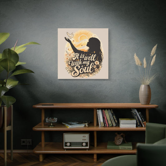 It Is Well With My Soul Canvas Wall Art, Christian Home Decor, Faith Inspired Wall Art, Scripture Canvas Print, Neutral Boho Decor