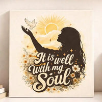 It Is Well With My Soul Canvas Wall Art, Christian Home Decor, Faith Inspired Wall Art, Scripture Canvas Print, Neutral Boho Decor