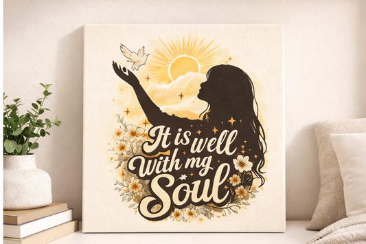 It Is Well With My Soul Canvas Wall Art, Christian Home Decor, Faith Inspired Wall Art, Scripture Canvas Print, Neutral Boho Decor