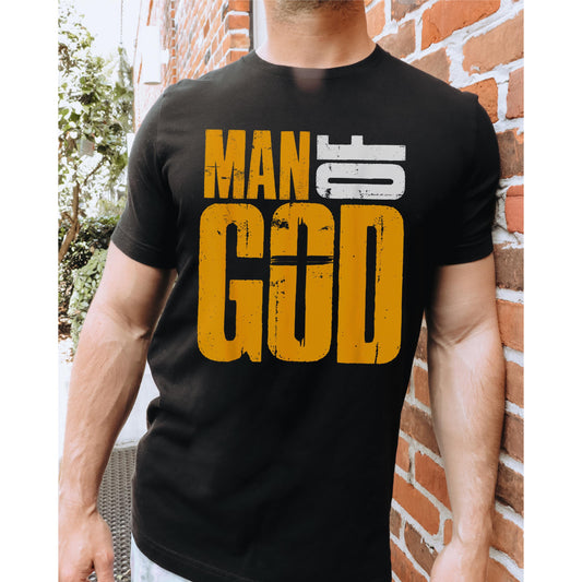 Man of God T-Shirt, Men's Christian Faith Tee, Cross Graphic Shirt