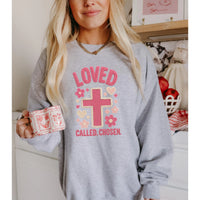 Loved Called Chosen Christian Sweatshirt, Valentine Faith Crewneck, Scripture Inspired Valentine Shirt, Christian Gift for Her