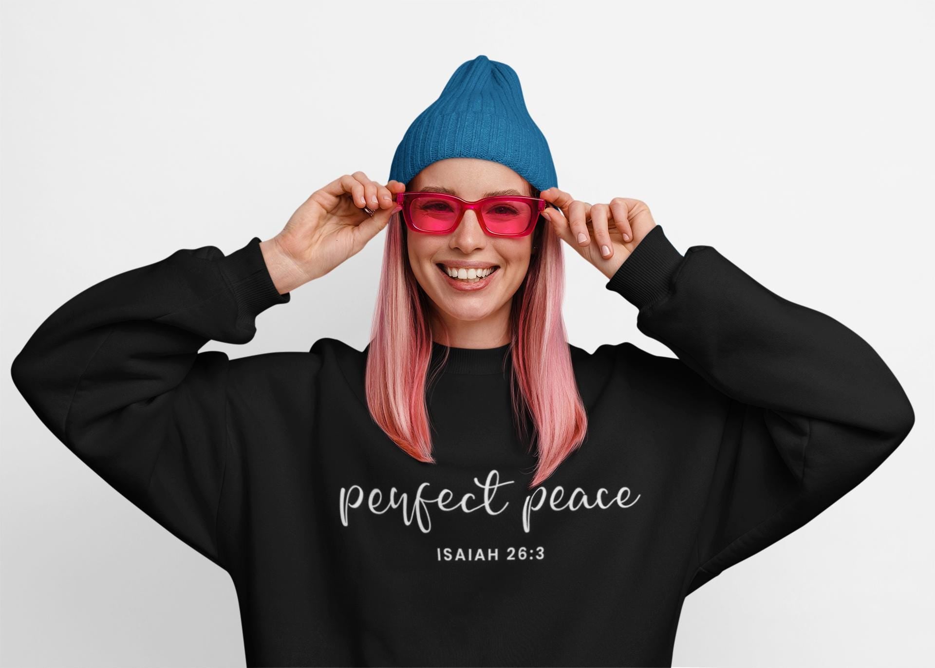 Christian Valentine Sweatshirt, Perfect Peace Isaiah 26:3 Sweatshirt, Christian Scripture Crewneck, Bible Verse Sweater, Trendy Christian