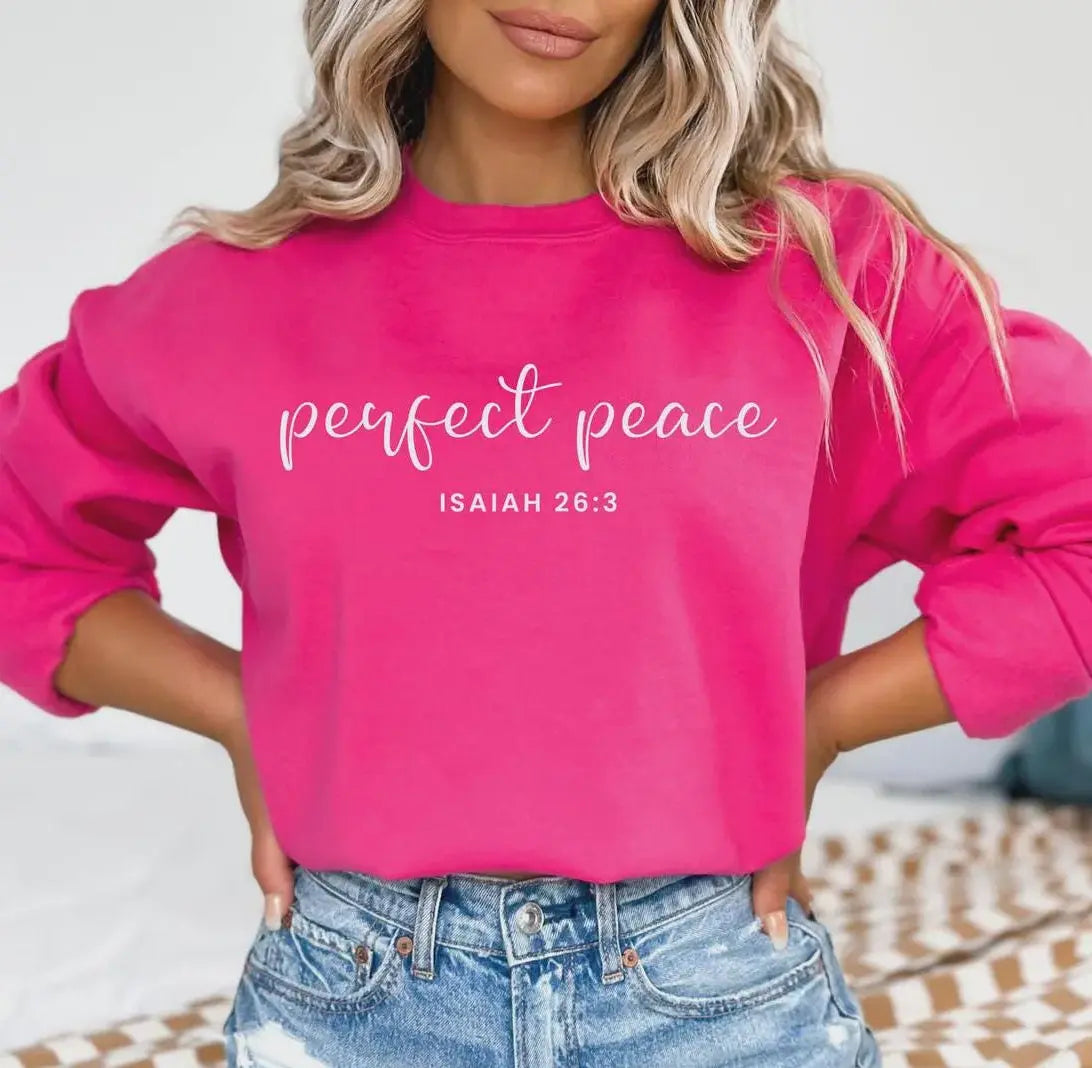 Christian Valentine Sweatshirt, Perfect Peace Isaiah 26:3 Sweatshirt, Christian Scripture Crewneck, Bible Verse Sweater, Trendy Christian