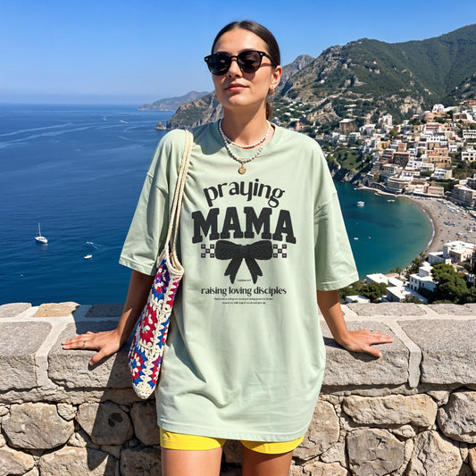 Praying Mama T-Shirt, Trendy Faith Apparel, Cute Gift For Christian Mom, Church Tee, Women's Faith Wear