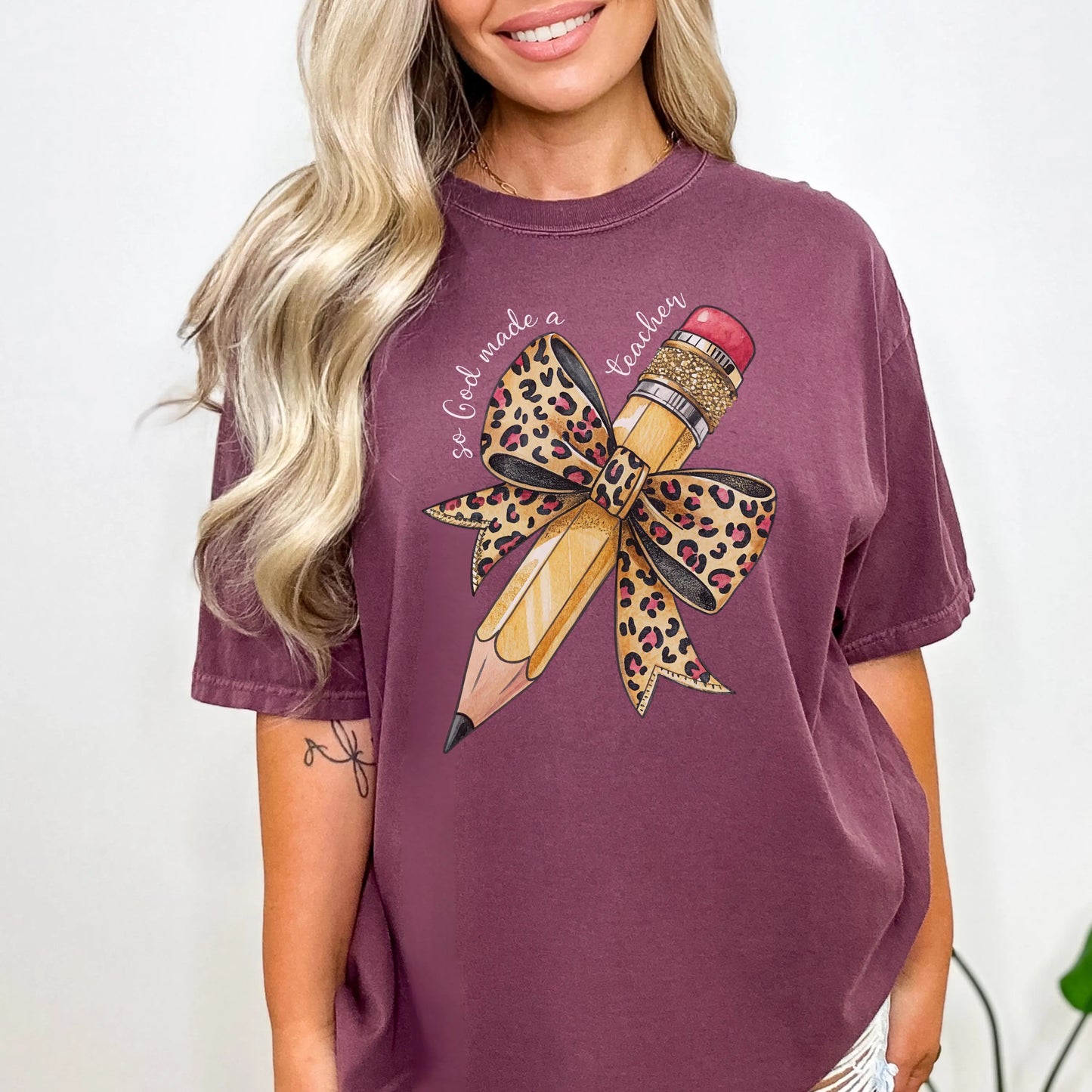 Christian Teacher T Shirt, Christian Back to School Tee, Religious Teacher Gift, Faith Based Teacher Apparel, Leopard Bow Shirt