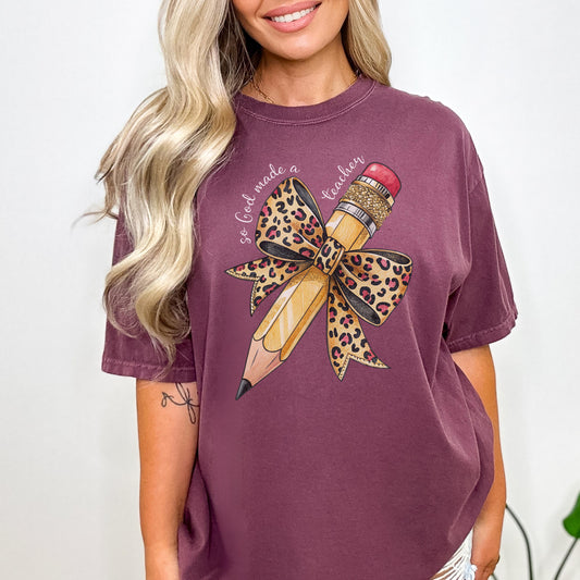 Christian Teacher T Shirt, Christian Back to School Tee, Religious Teacher Gift, Faith Based Teacher Apparel, Leopard Bow Shirt