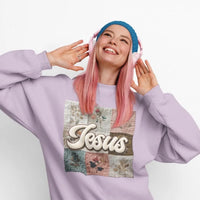 Jesus Faux Patchwork Comfort Colors Sweatshirt, Christian Comfort Colors Faux Patchwork Sweatshirt