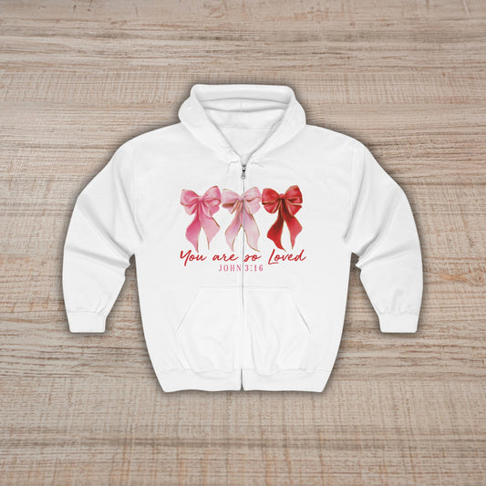 Christian Zip Hoodie | John 3:16 Sweatshirt | Christian Bow Hoodie | Womens Christian Clothing