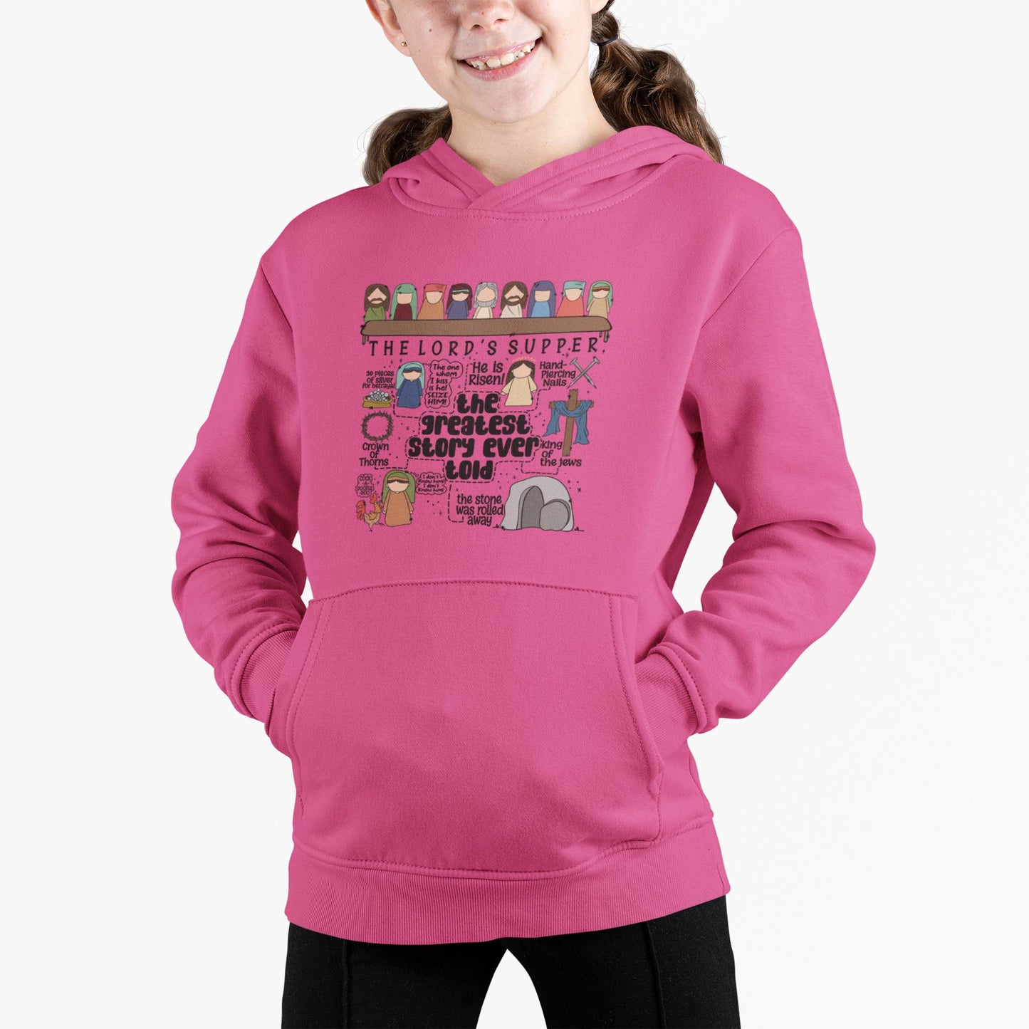 Youth Christian Hoodie – The Greatest Story Ever Told – Kids Bible Story Sweatshirt – Church Youth Hoodie - Christian Gift for Boys & Girls