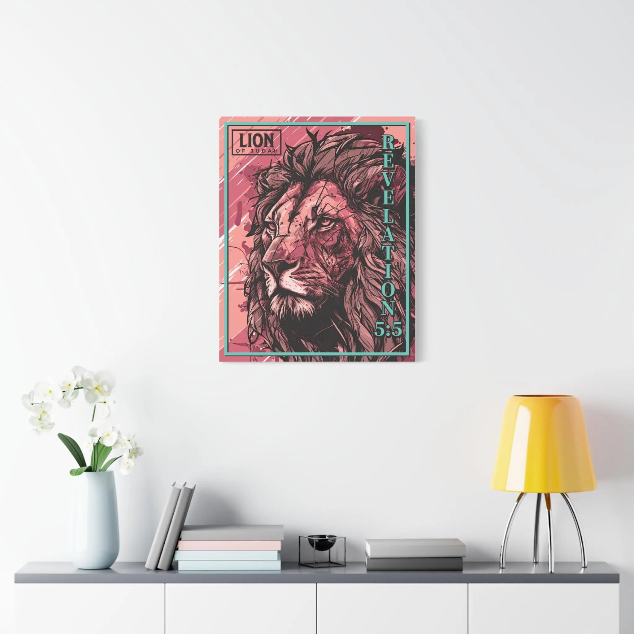 Lion of Judah Large Christian Wall Art | Modern Scripture Art | Canvas Wall Art | Revelation Artwork